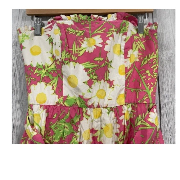 Lilly Pulitzer Briddie Strapless Hottie Pink Daisy Print Mini Dress Fit & Flare - Picture 3 of 13